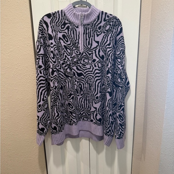 The Ragged Priest Spacey Pink & Black Half Zip Sweater , size Large - Picture 9 of 13